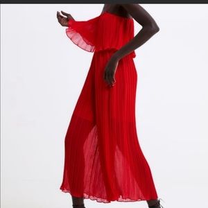 Zara Red Pleated Romper